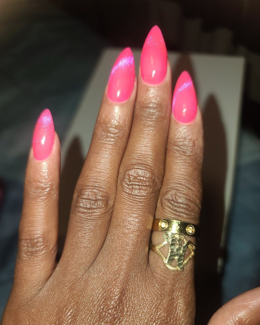 Pink stiletto acrylic nails